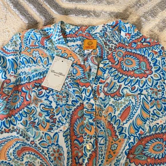 Ruby Rd. Front Tie Blouse - Picture 2 of 5